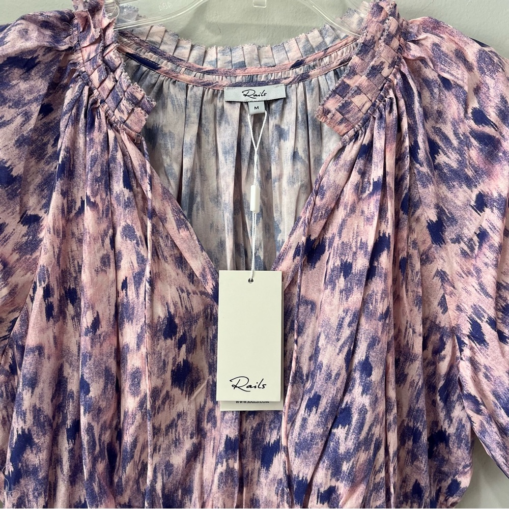 NEW $238 Rails Fiorella Cotton Ikat-Inspired Mini dress‎ Medium Pink Geometric - Picture 8 of 14